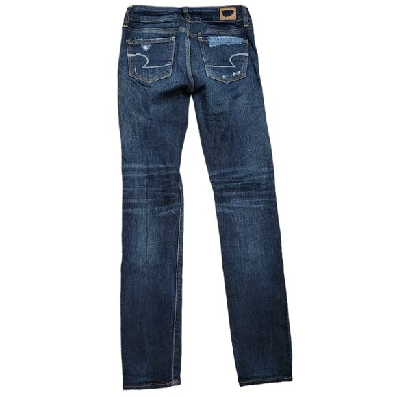 American Eagle Patchwork Distressed Skinny Stretch Jeans Size 0 - Picture 2 of 7